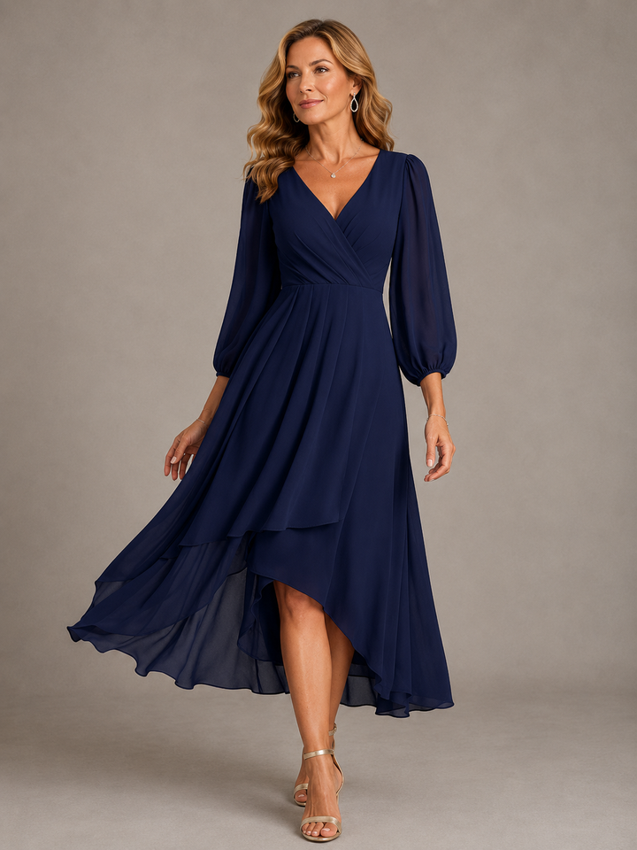 Mia | Elegantes V-Ausschnitt Langkleid