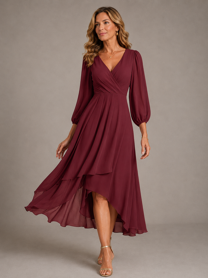 Mia | Elegantes V-Ausschnitt Langkleid