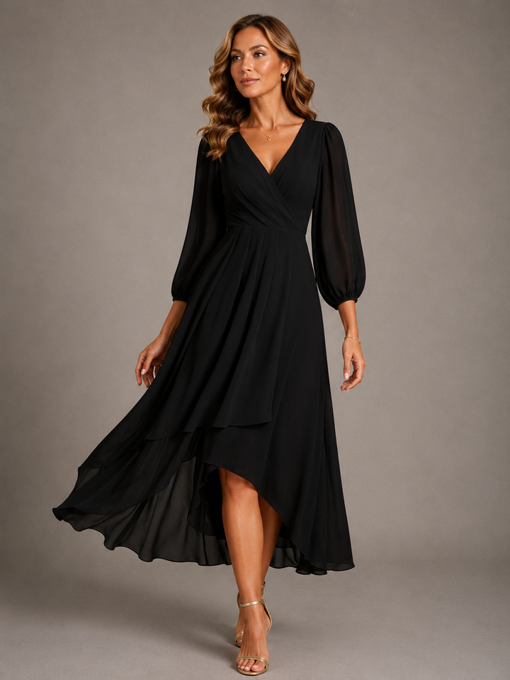 Mia | Elegantes V-Ausschnitt Langkleid