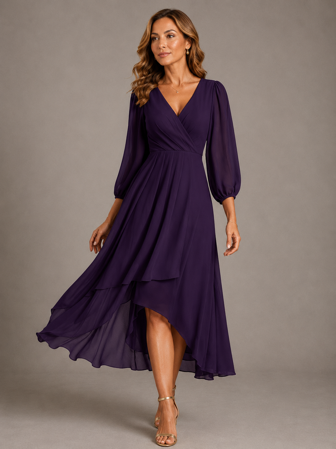 Mia | Elegantes V-Ausschnitt Langkleid