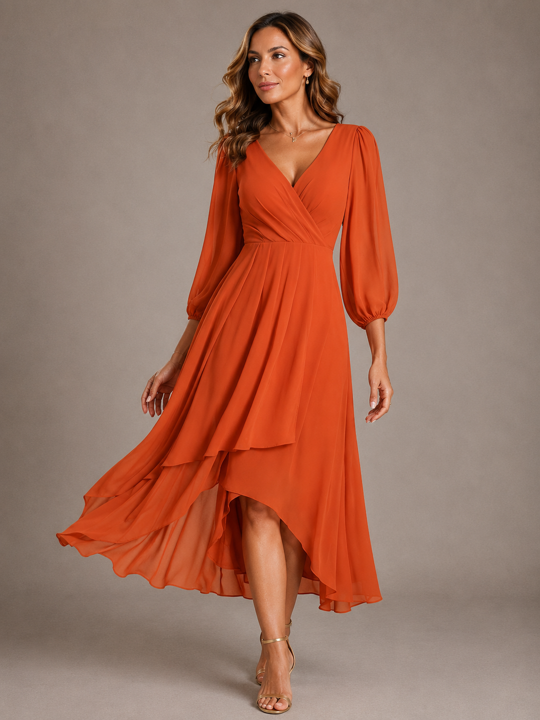 Mia | Elegantes V-Ausschnitt Langkleid