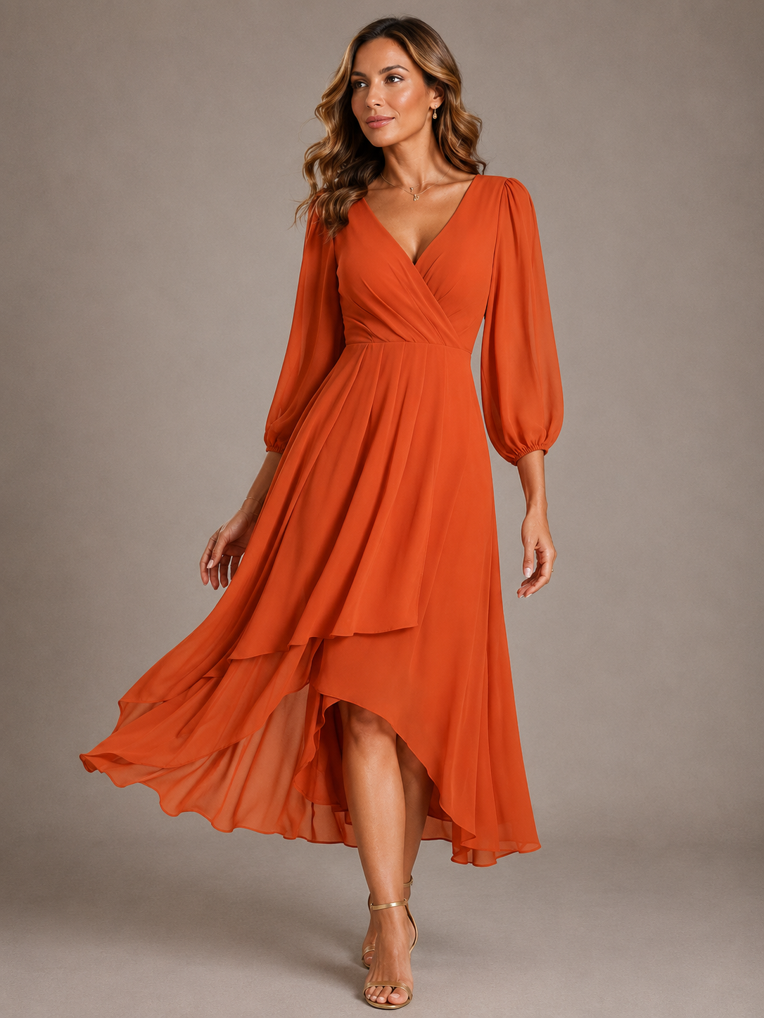 Mia | Elegantes V-Ausschnitt Langkleid