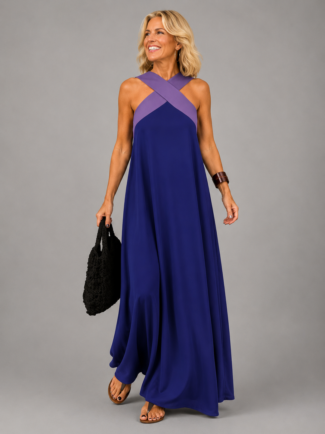 Velora | Cross Elegance Maxi Kleid