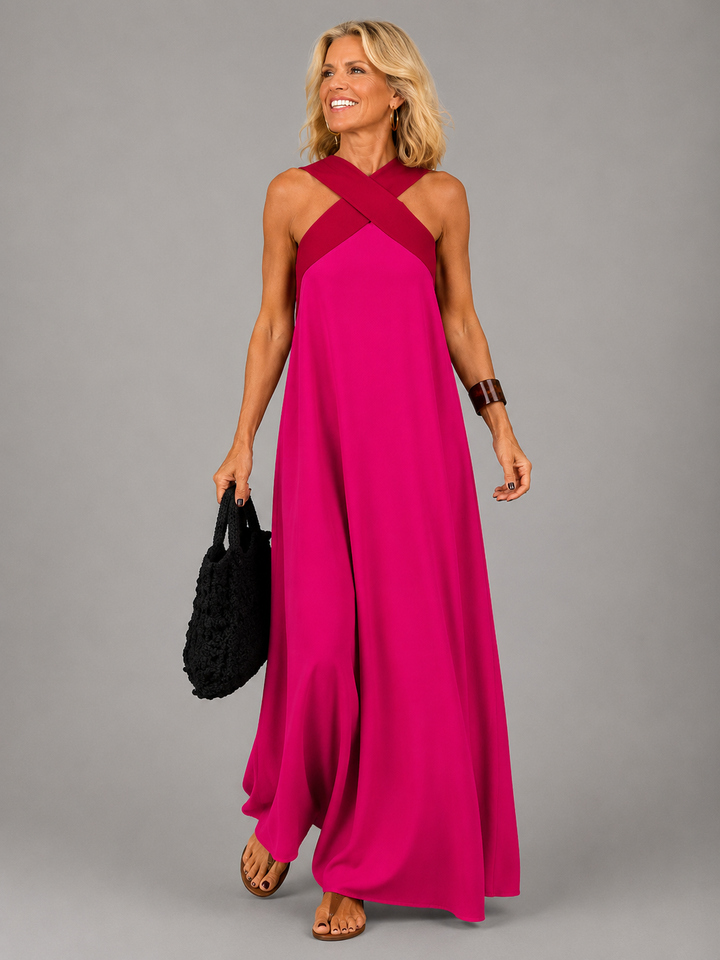 Velora | Cross Elegance Maxi Kleid