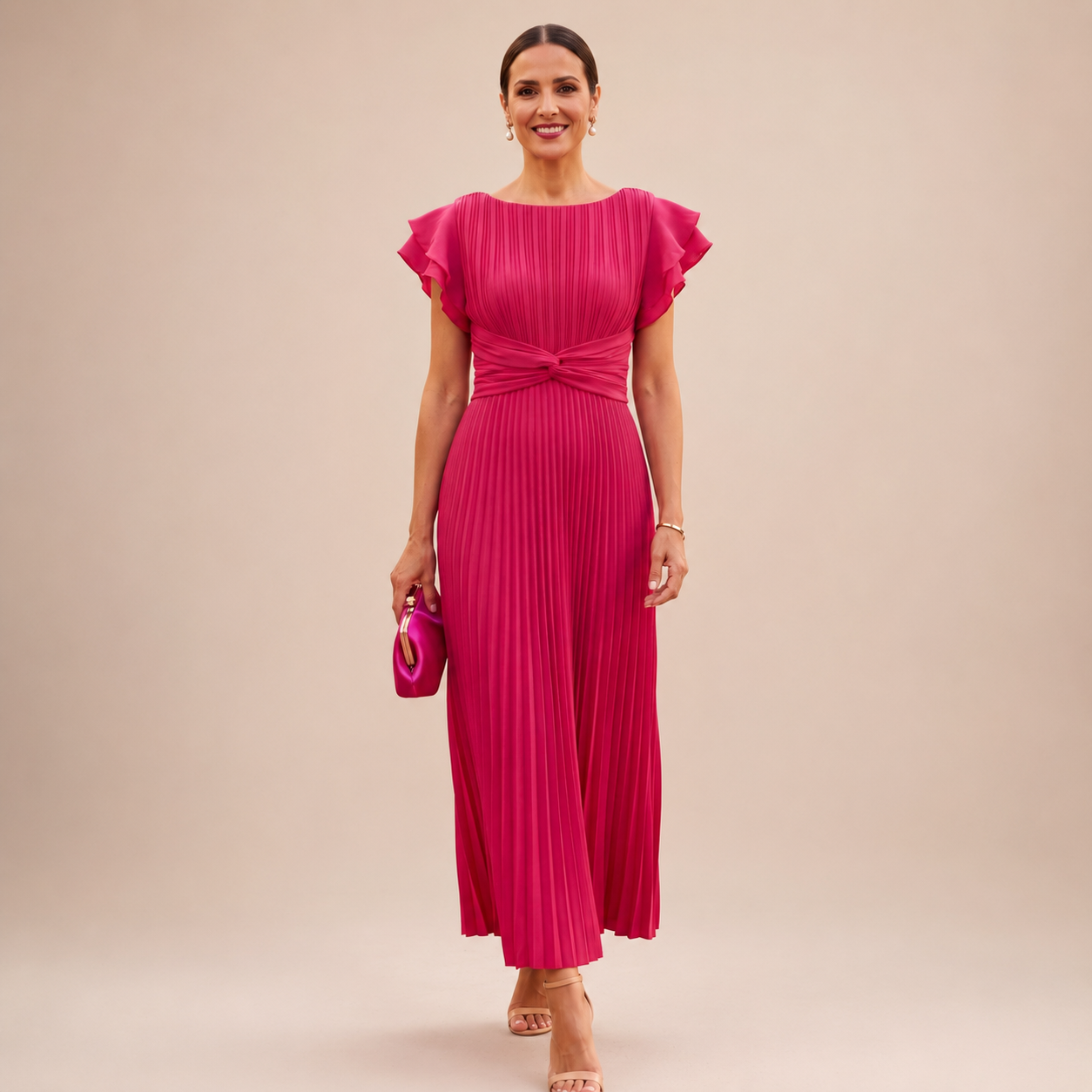 Silke | Elegantes Maxikleid mit Falten und Twist-Taille