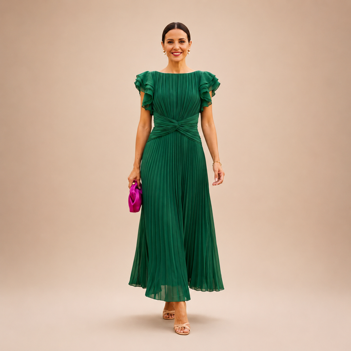 Silke | Elegantes Maxikleid mit Falten und Twist-Taille
