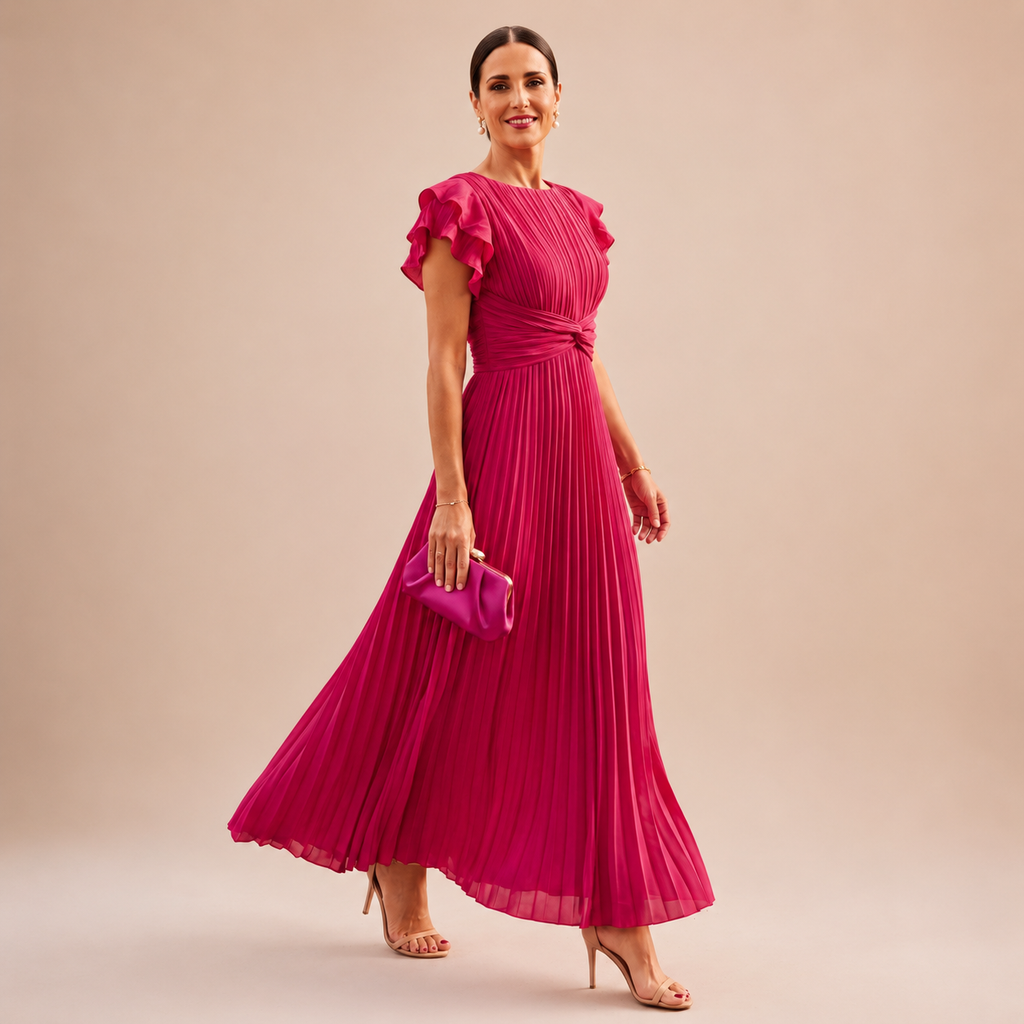 Silke | Elegantes Maxikleid mit Falten und Twist-Taille