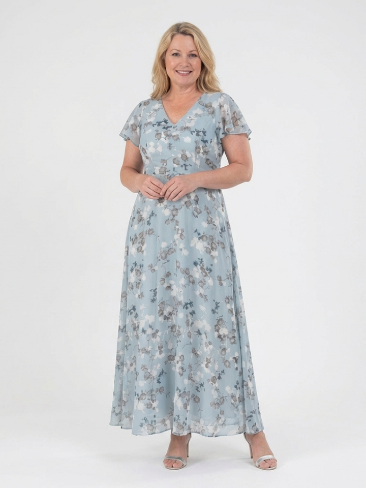 Ismeria | Florales Chiffon Maxikleid