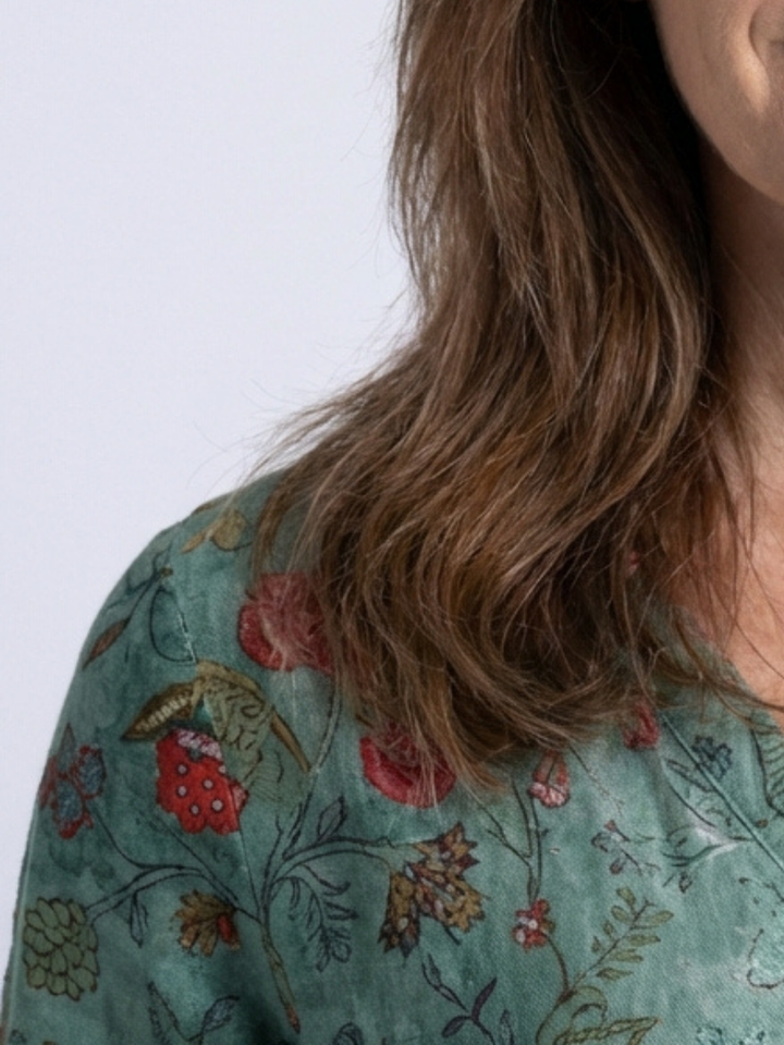 Marina | Floral V-Ausschnitt Maxikleid mit drei Viertelärmeln