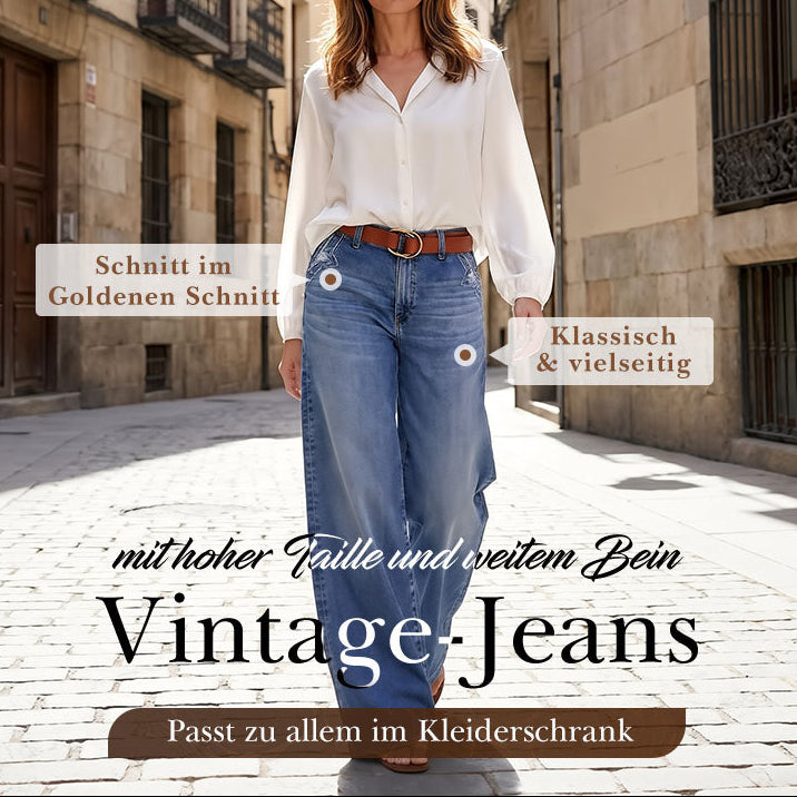 Mercy | Damen-Vintage-Hochbund-Weitbeinjeans