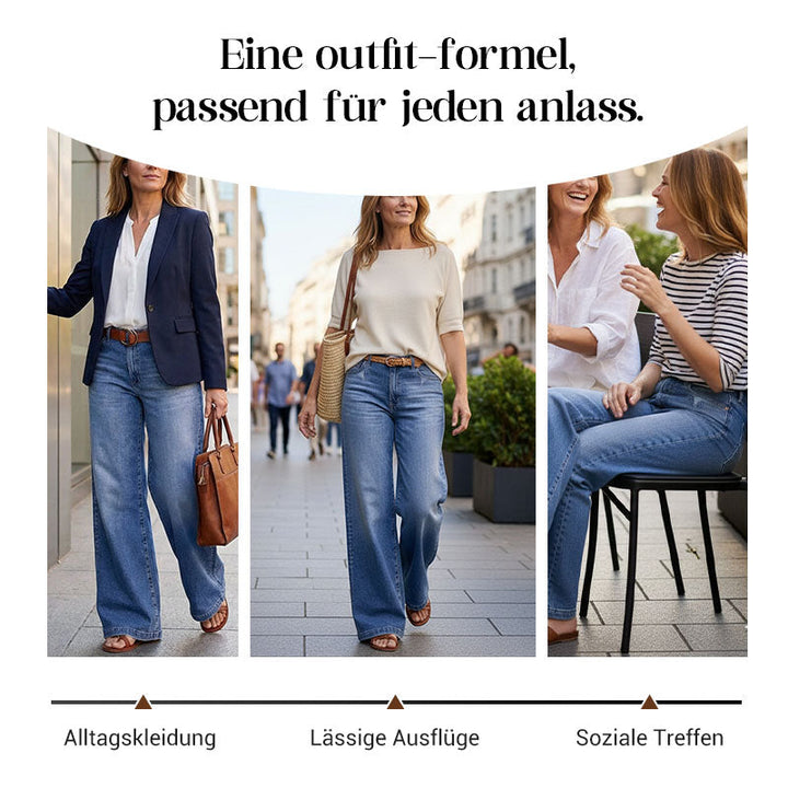Mercy | Damen-Vintage-Hochbund-Weitbeinjeans