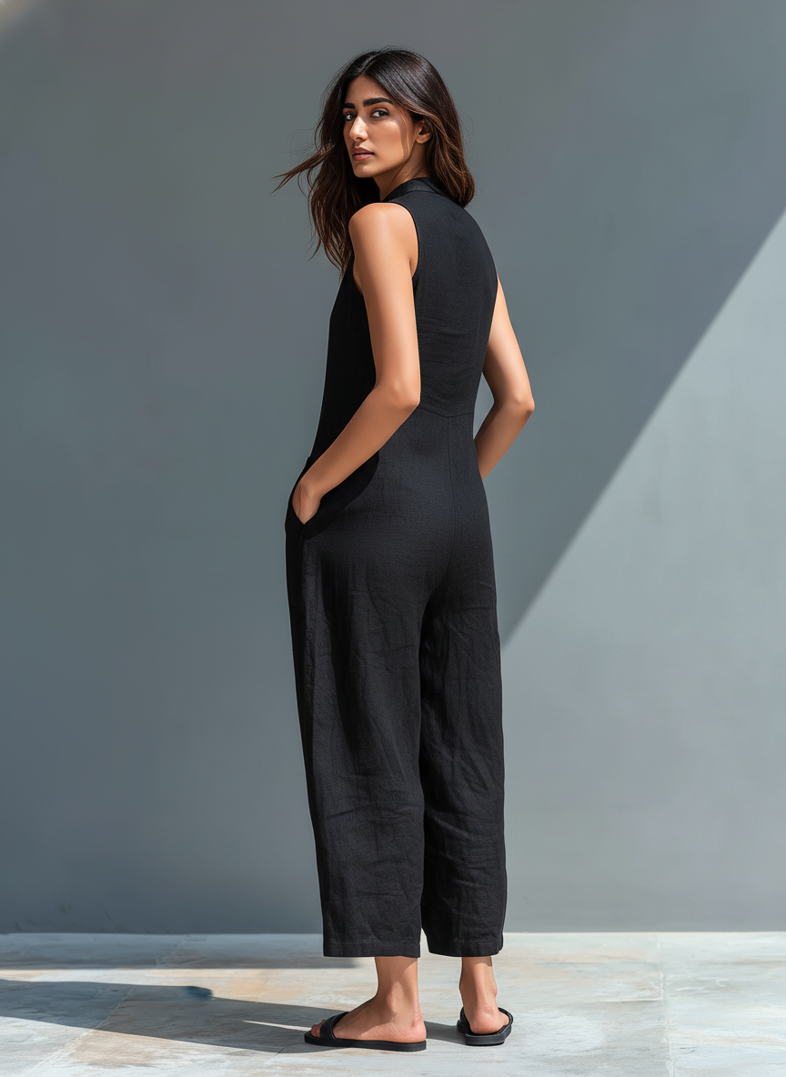 Ella | Ärmellose Leinen Latzhose
