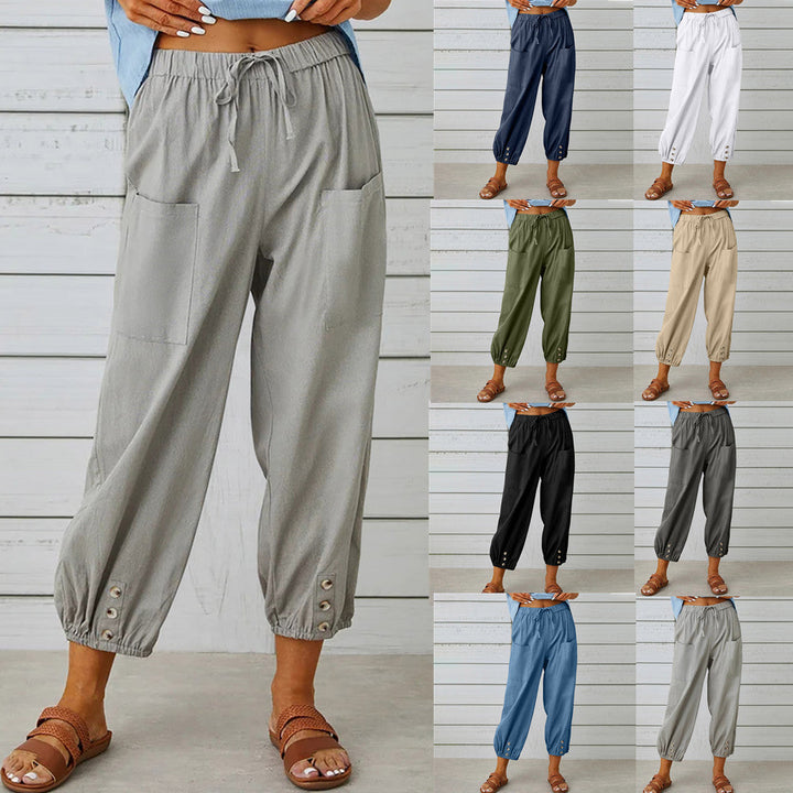 Lidia | Weite Damenhose aus Baumwolle und Leinen