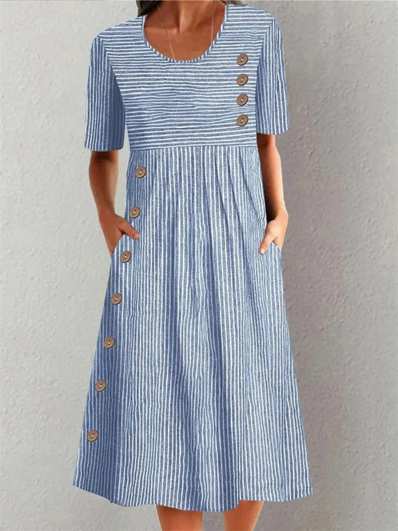 Marlene | Elegantes gestreiftes Midi-Kleid