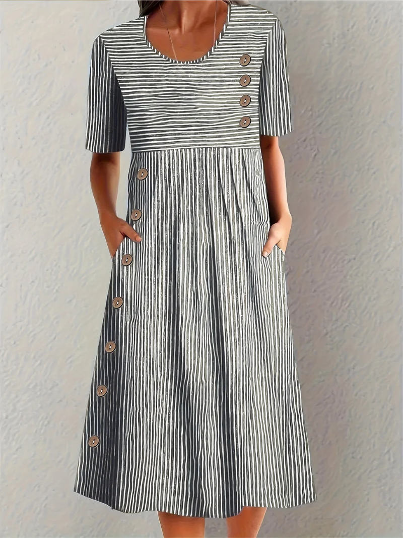 Marlene | Elegantes gestreiftes Midi-Kleid