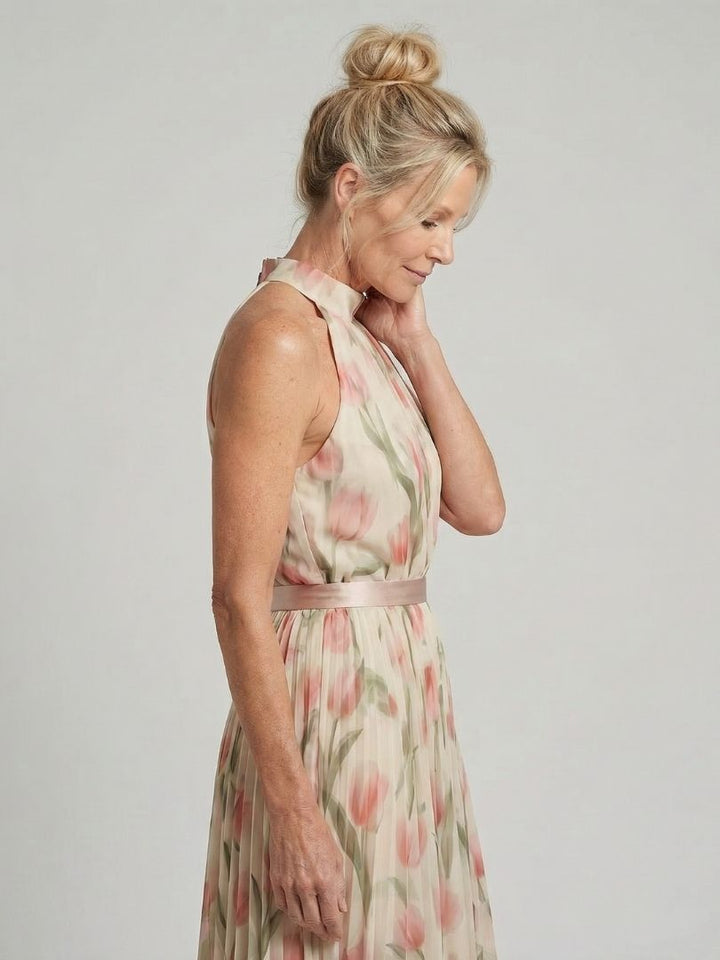 Aurelle | Halter-Neck Blumenkleid Midi