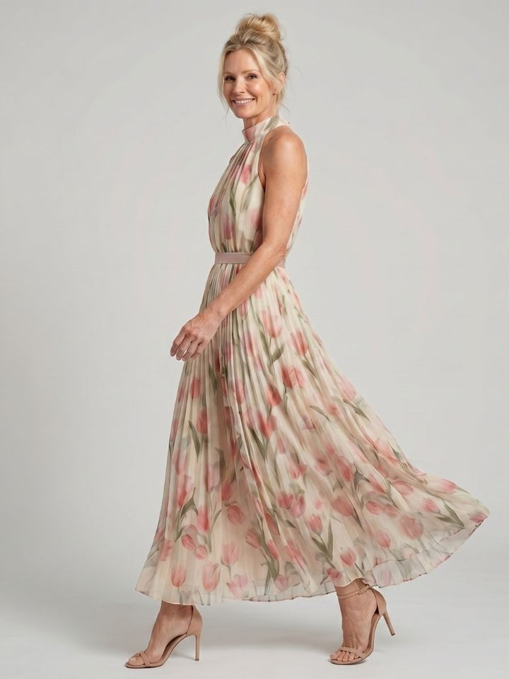 Aurelle | Halter-Neck Blumenkleid Midi