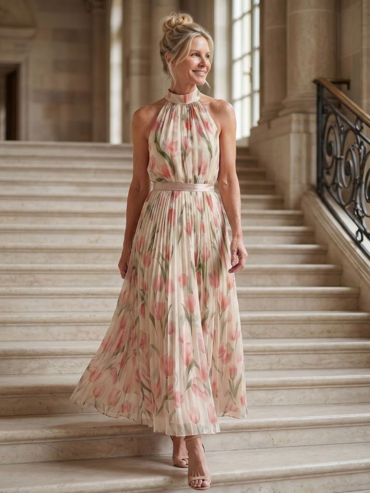 Aurelle | Halter-Neck Blumenkleid Midi