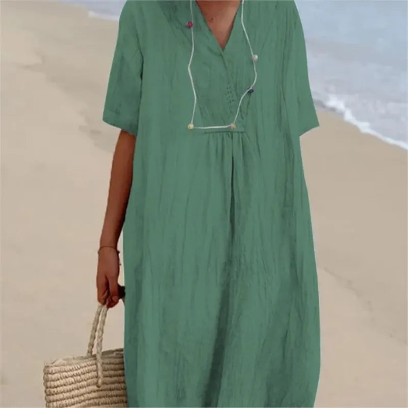 Silvana | Entspanntes Texturiertes Maxikleid