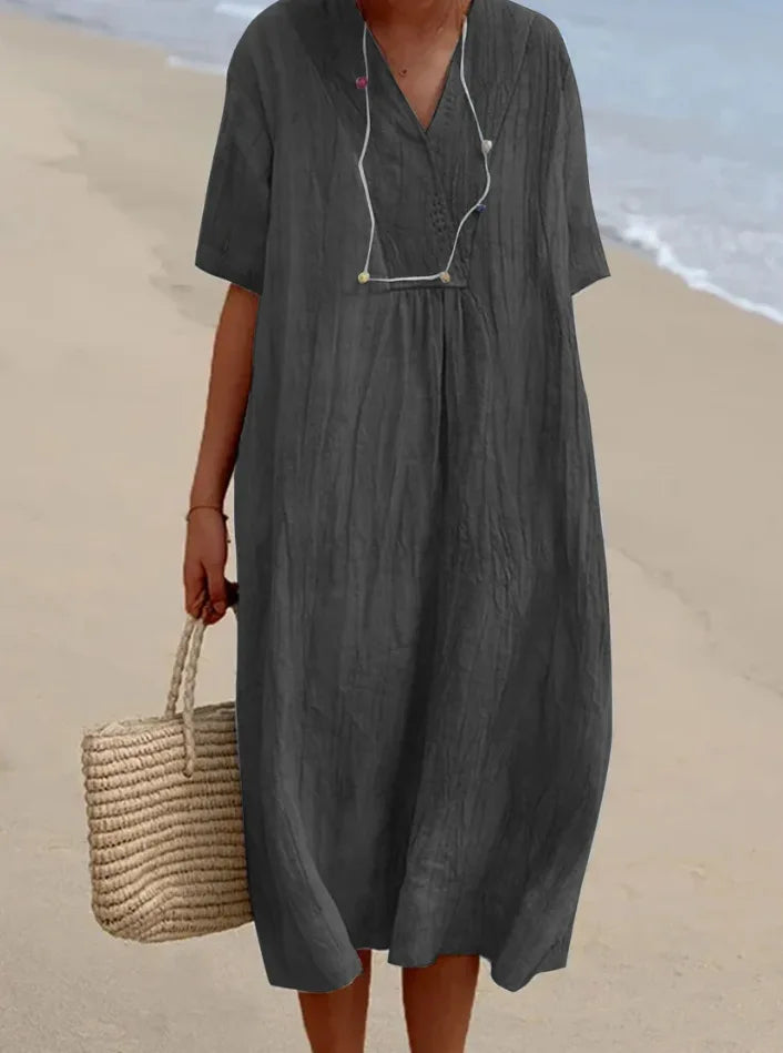 Silvana | Entspanntes Texturiertes Maxikleid