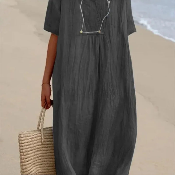 Silvana | Entspanntes Texturiertes Maxikleid