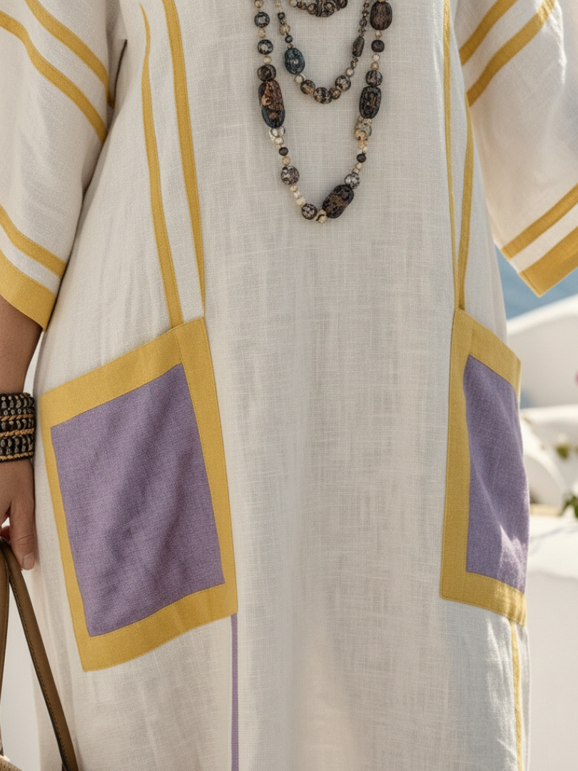Zafira | V-Ausschnitt Kurzarmtaschen Maxikleid