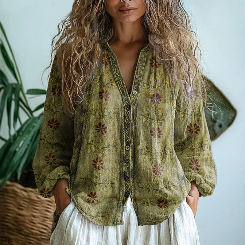Ebba | Elegante Bluse mit Blattmuster