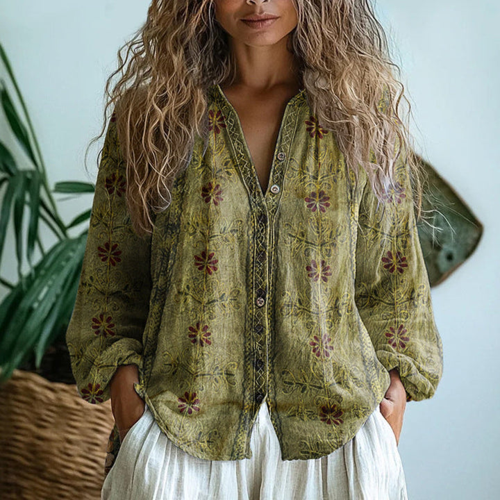 Ebba | Elegante Bluse mit Blattmuster