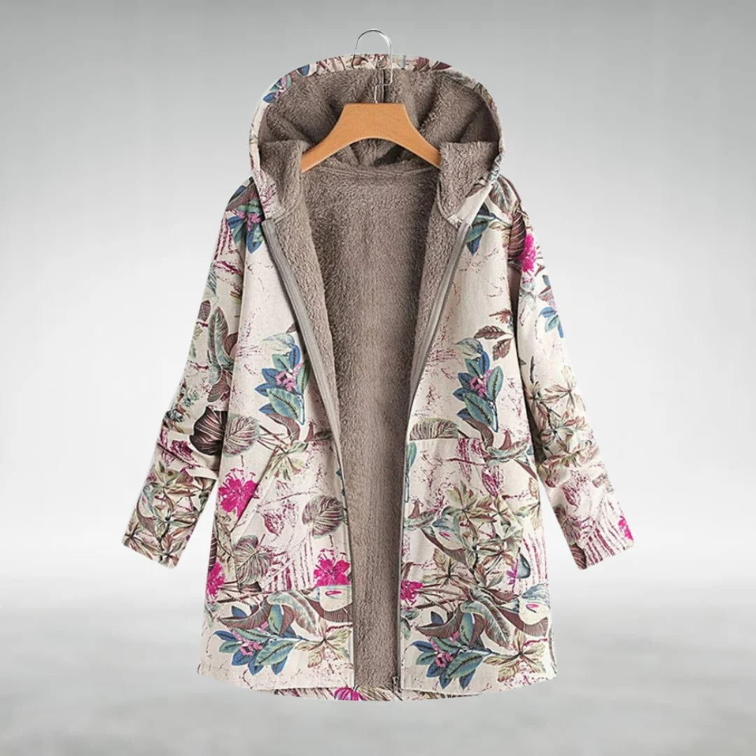 Fleural | Stylische Fleecejacke mit Blumenmuster