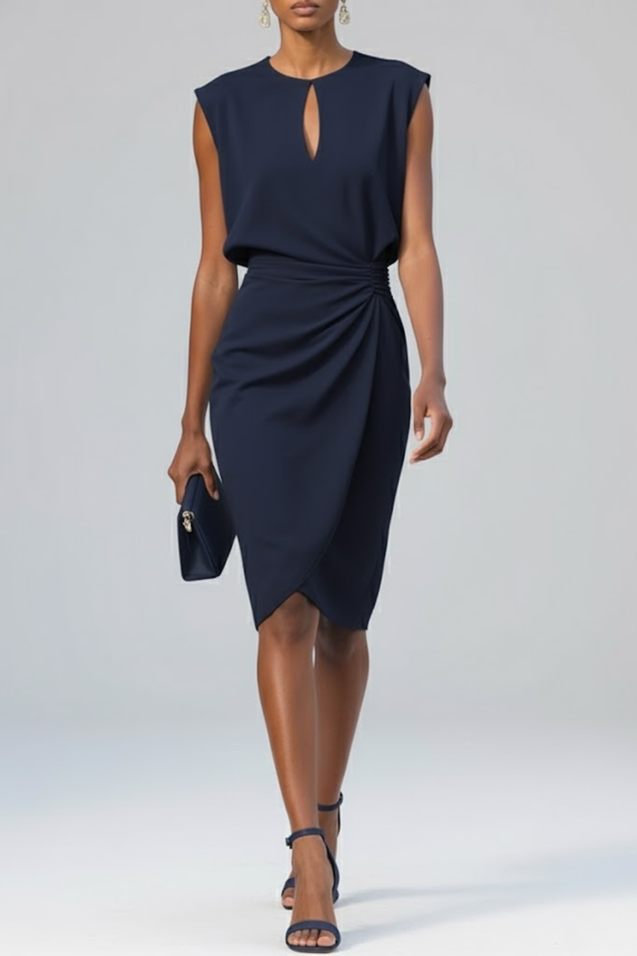 Barbara | Drapiertes Midi-Kleid