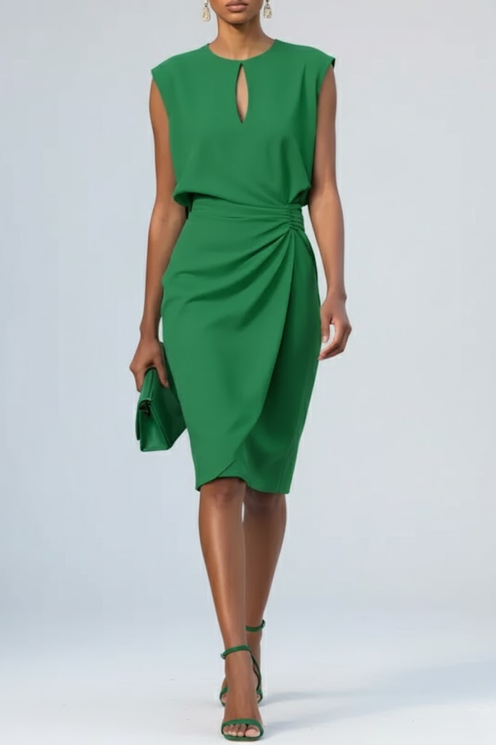 Barbara | Drapiertes Midi-Kleid