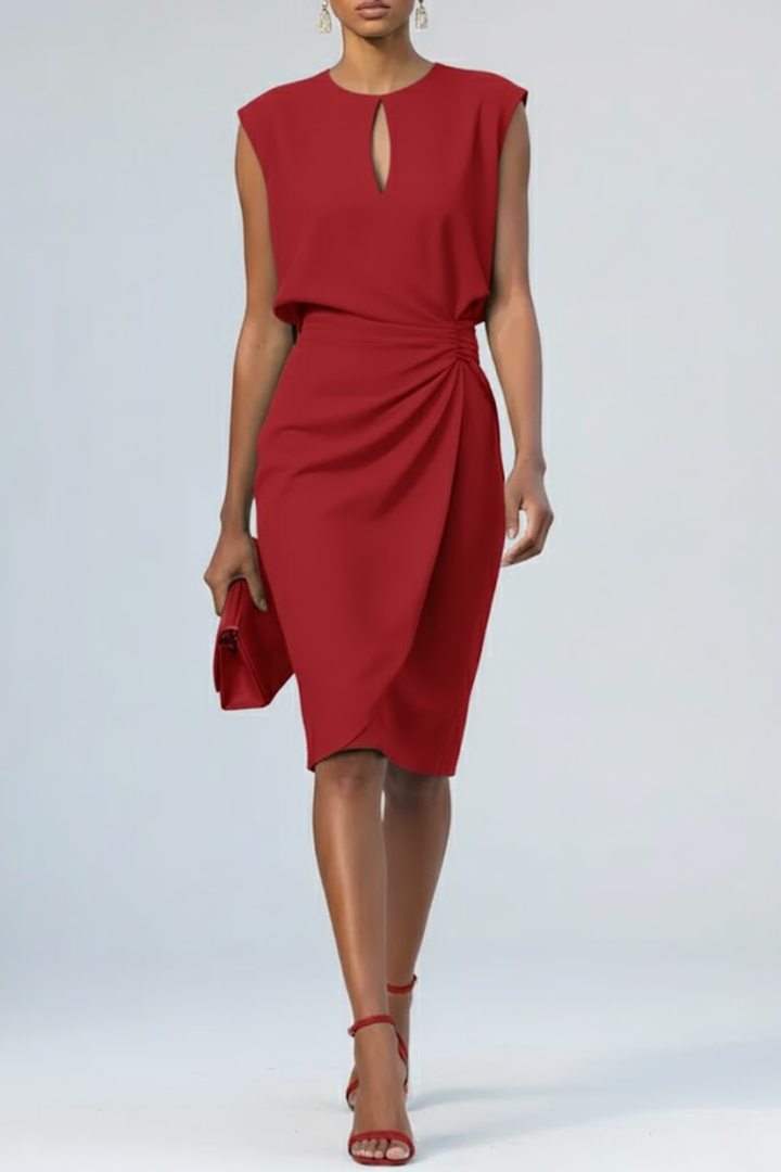 Barbara | Drapiertes Midi-Kleid