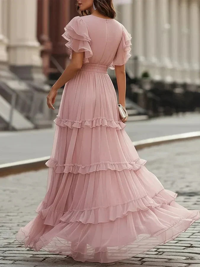 Zoe | Hellrosa Elegantes Hochzeits-Maxikleid