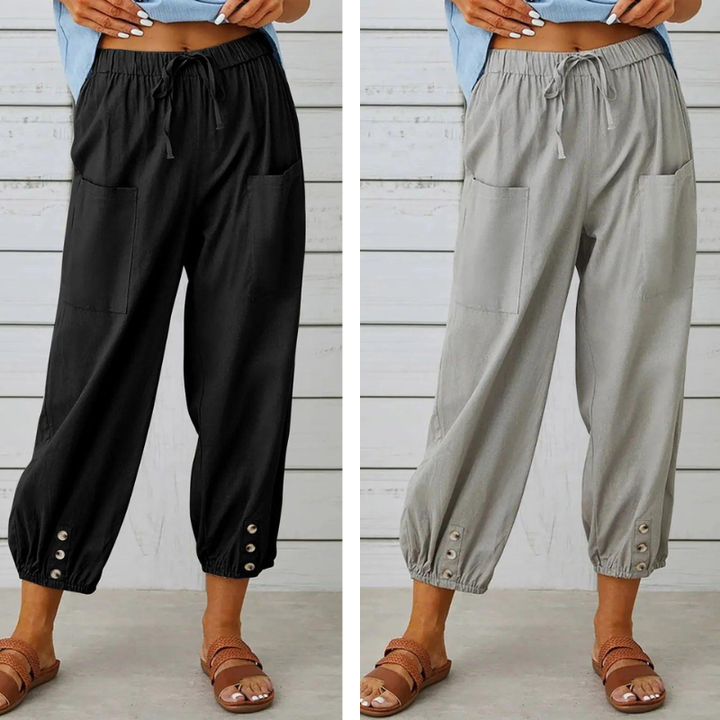 Lidia | Weite Damenhose aus Baumwolle und Leinen