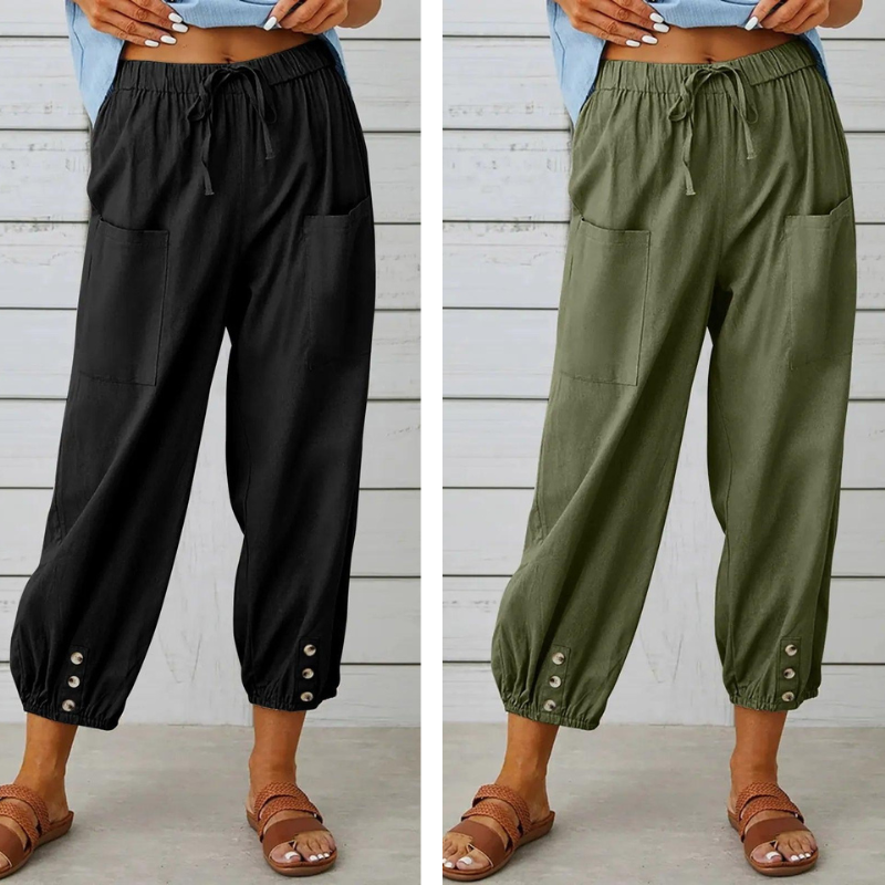 Lidia | Weite Damenhose aus Baumwolle und Leinen