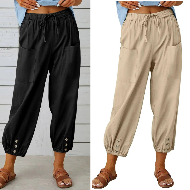 Lidia | Weite Damenhose aus Baumwolle und Leinen