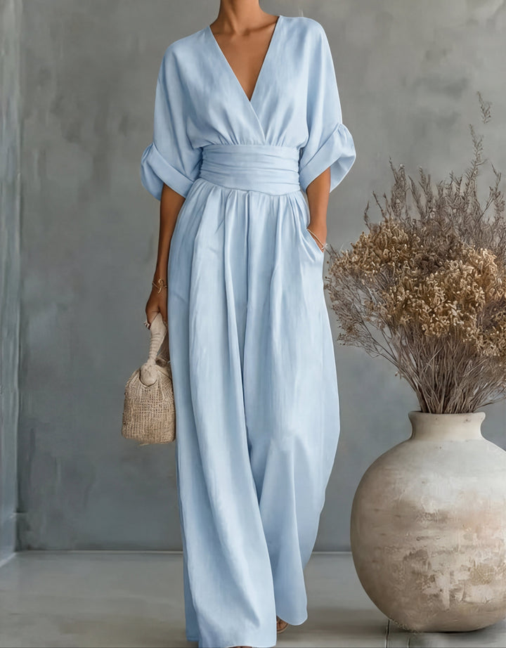 Désirée | Elegantes Jumpsuit mit V-Ausschnitt und weitem Bein
