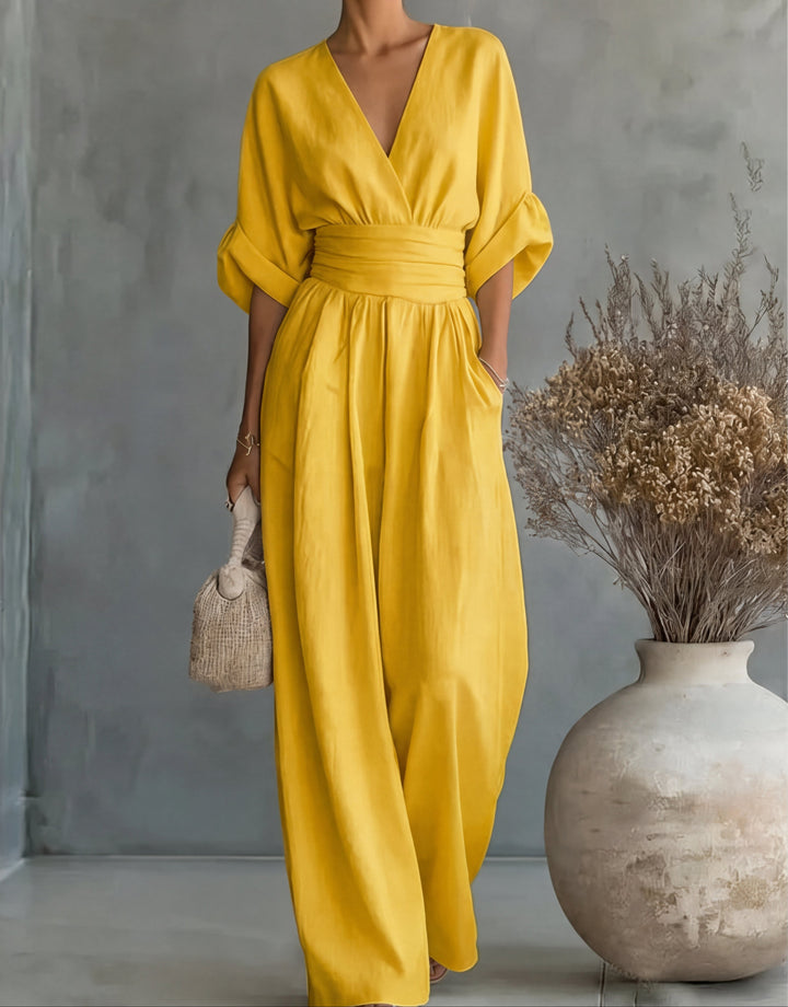 Désirée | Elegantes Jumpsuit mit V-Ausschnitt und weitem Bein