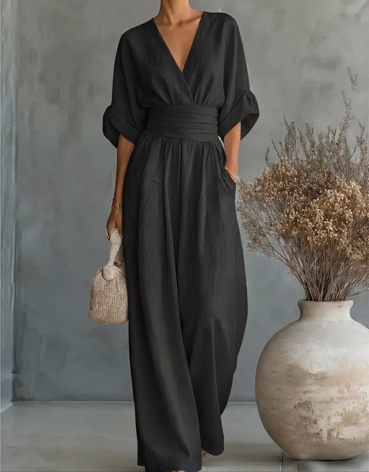 Désirée | Elegantes Jumpsuit mit V-Ausschnitt und weitem Bein
