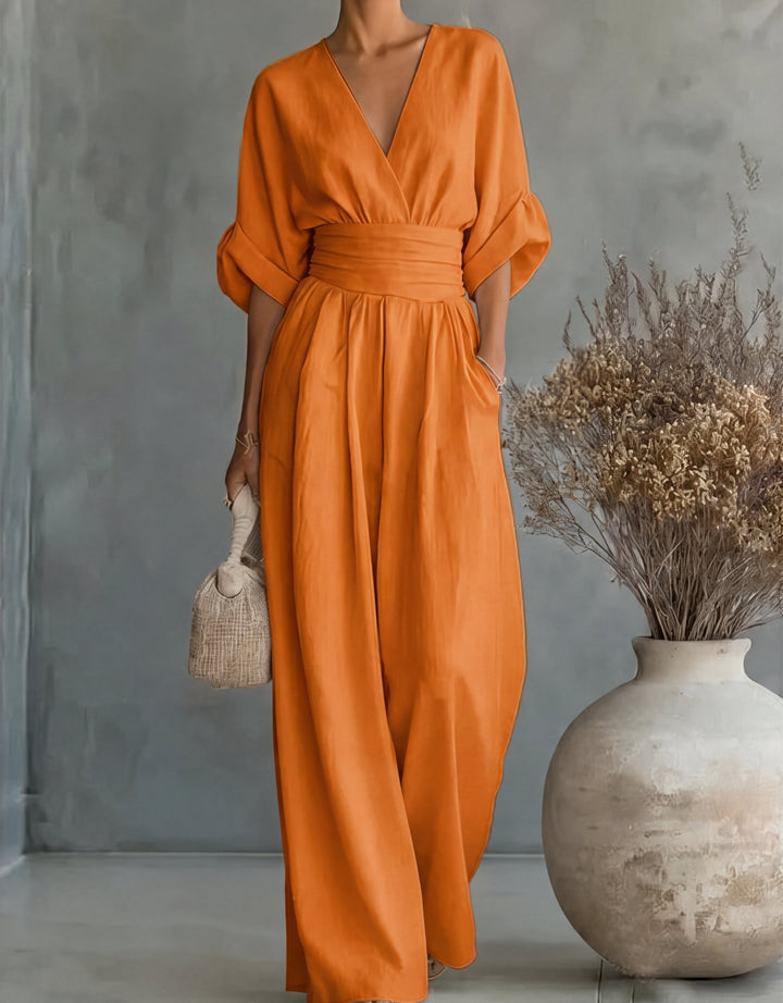 Désirée | Elegantes Jumpsuit mit V-Ausschnitt und weitem Bein
