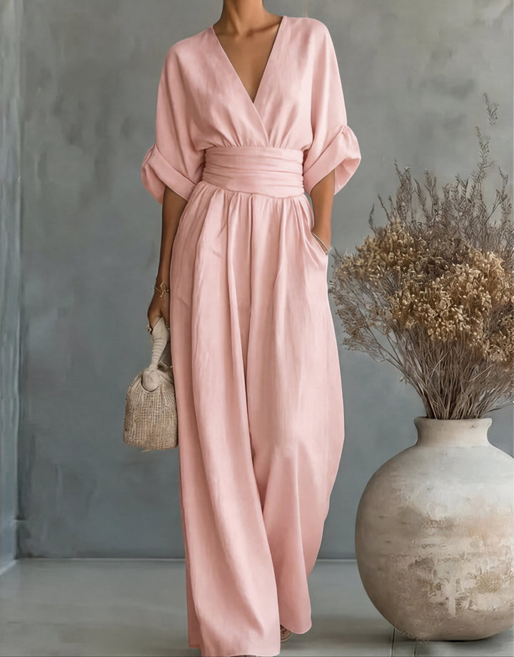 Désirée | Elegantes Jumpsuit mit V-Ausschnitt und weitem Bein