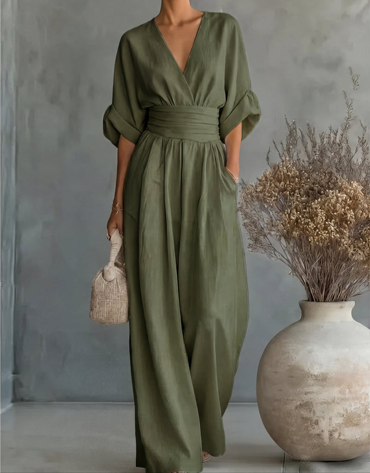 Désirée | Elegantes Jumpsuit mit V-Ausschnitt und weitem Bein