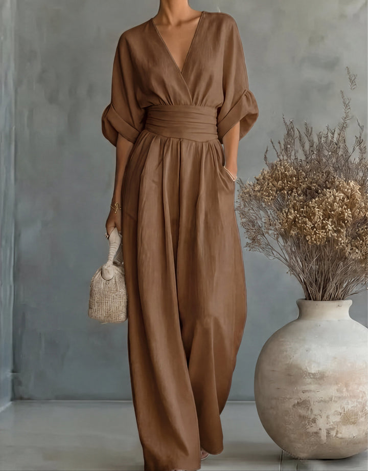 Désirée | Elegantes Jumpsuit mit V-Ausschnitt und weitem Bein