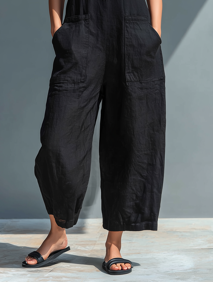 Ella | Ärmellose Leinen Latzhose