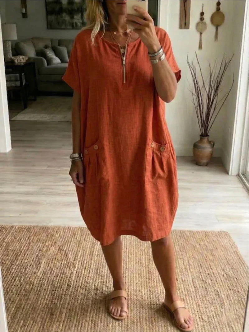Pascale | Reißverschluss-Front Maxi-Kleid