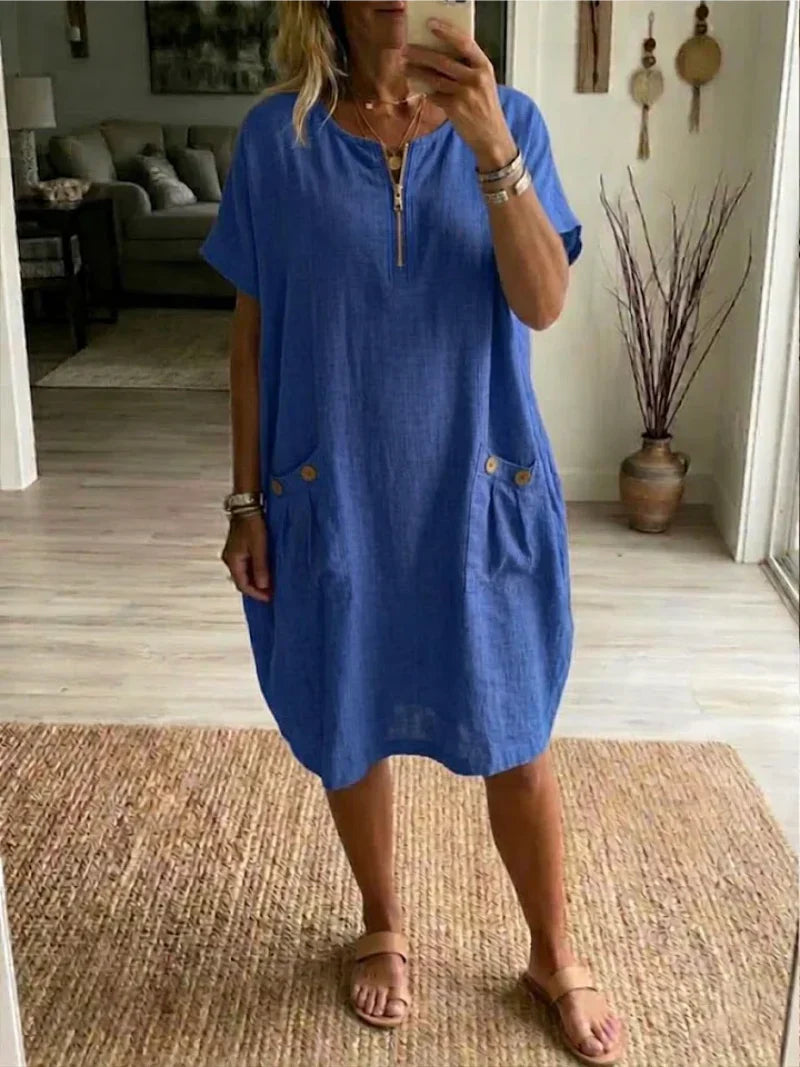 Pascale | Reißverschluss-Front Maxi-Kleid