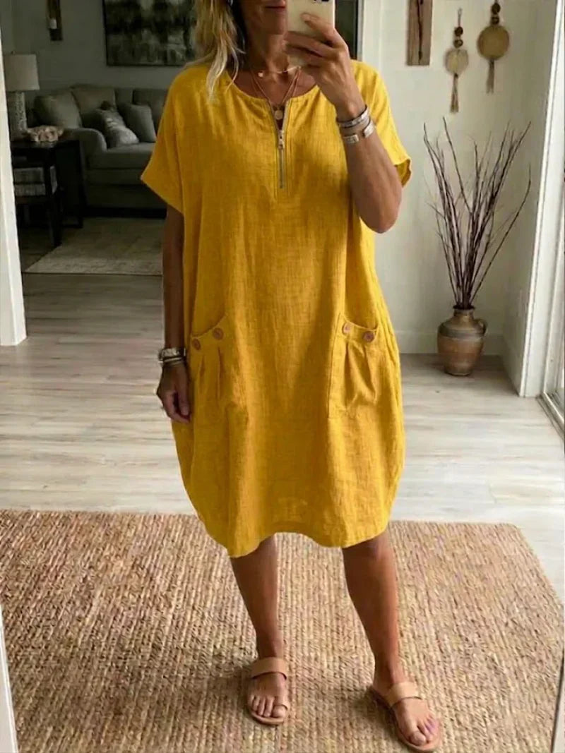 Pascale | Reißverschluss-Front Maxi-Kleid