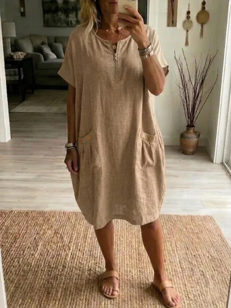 Pascale | Reißverschluss-Front Maxi-Kleid