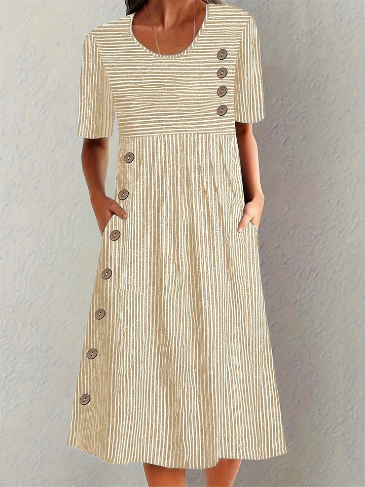 Marlene | Elegantes gestreiftes Midi-Kleid