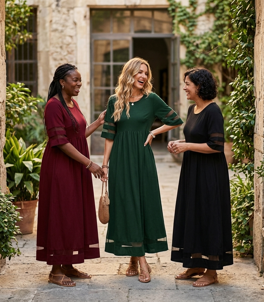 Aubrey | Figur schmeichelndes, bauchglättendes Midi-Kleid